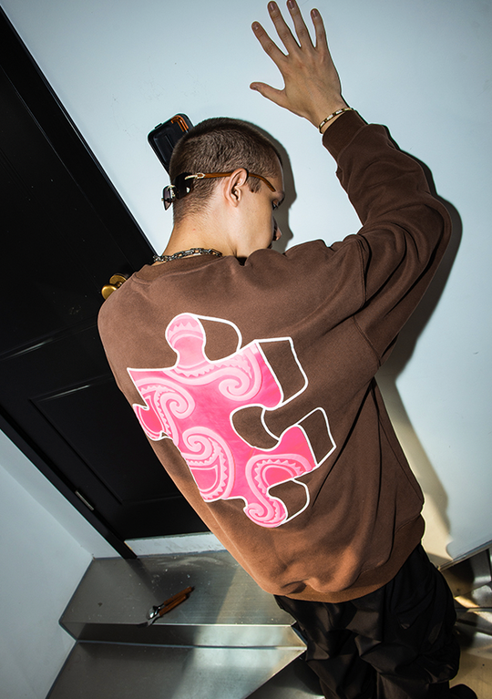 YADcrew Suede Foam Paisley Print Sweater