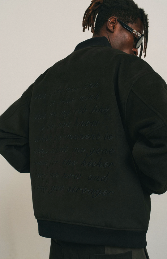 ANTIDOTE Slogan Towel Embroidered Varsity Jacket