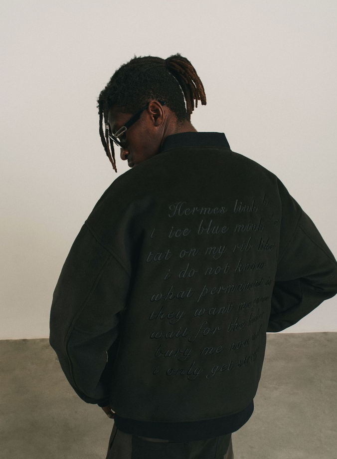 ANTIDOTE Slogan Towel Embroidered Varsity Jacket