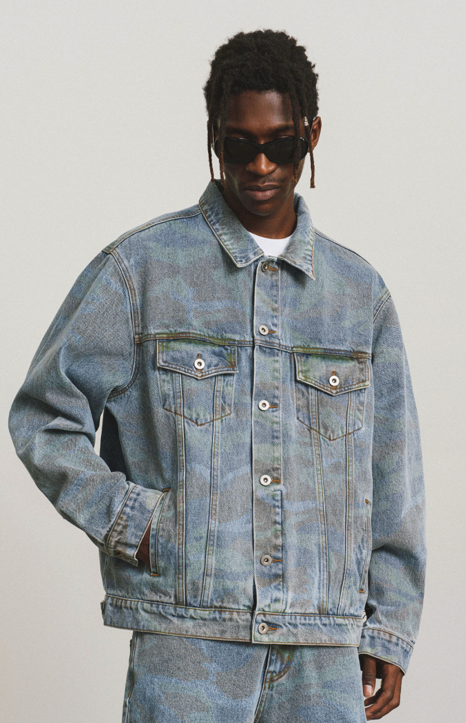 ANTIDOTE Washed Camouflage Denim Jacket