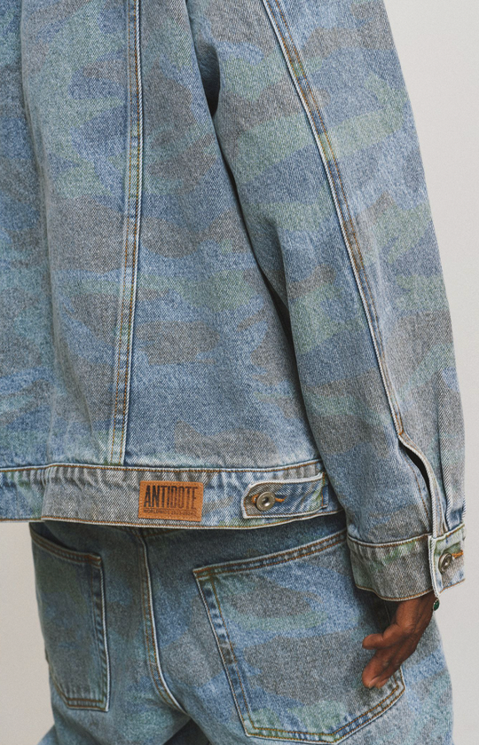ANTIDOTE Washed Camouflage Denim Jacket