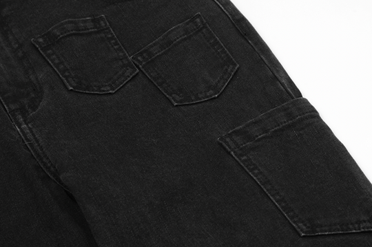 Cashrules Washed Multi Pocket Black Slim Denim Jeans