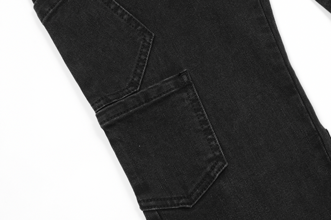 Cashrules Washed Multi Pocket Black Slim Denim Jeans