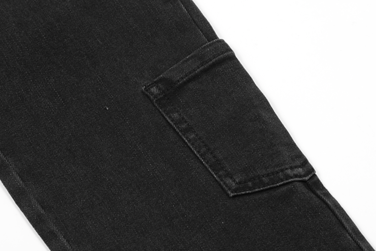 Cashrules Washed Multi Pocket Black Slim Denim Jeans