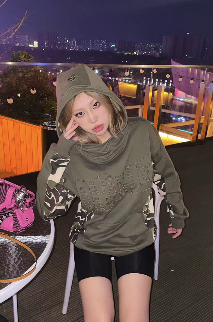 Cashrules Camouflage Patchwork Print Hoodie