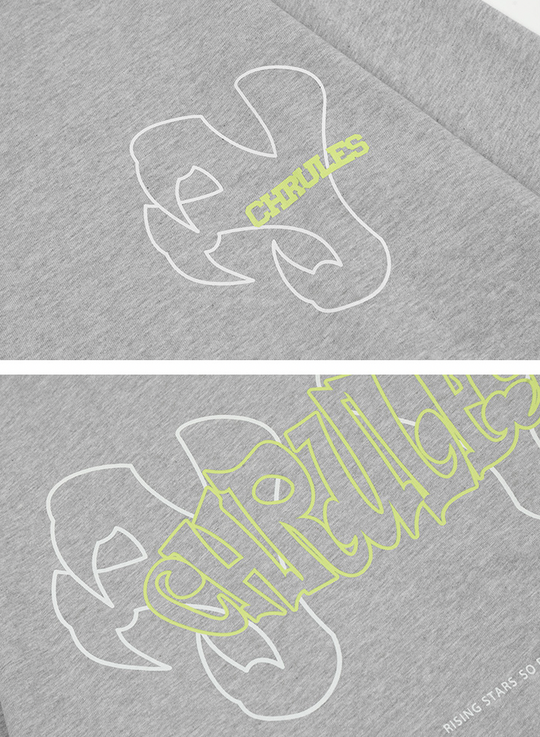 Cashrules Dragon Claw Letters Printed Long Sleeved Tee