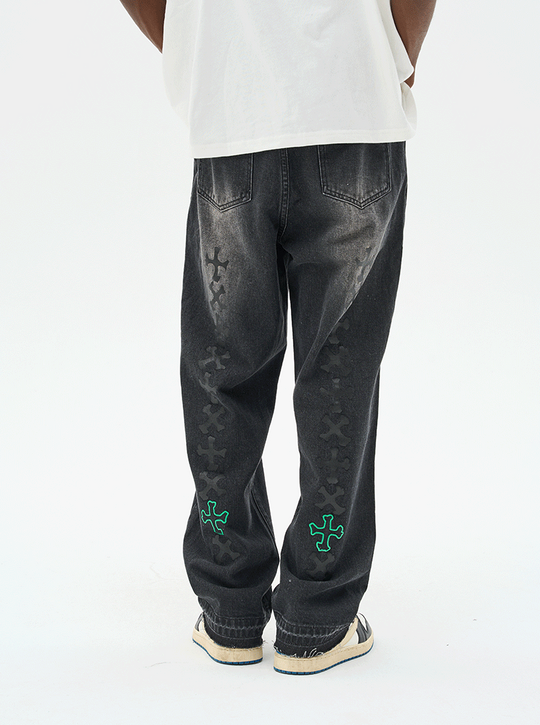 Harsh and Cruel Crosses Printed Denim
