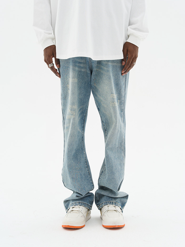 Harsh and Cruel Micro Flared Distressed Denim