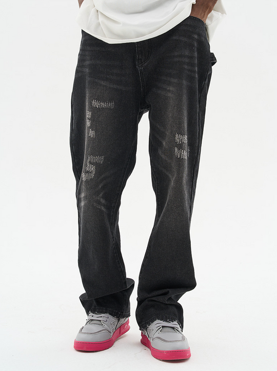 Harsh and Cruel Micro Flared Distressed Denim