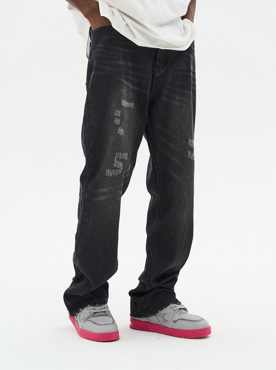 Harsh and Cruel Micro Flared Distressed Denim