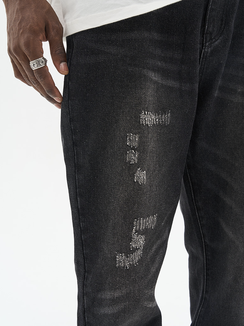 Harsh and Cruel Micro Flared Distressed Denim