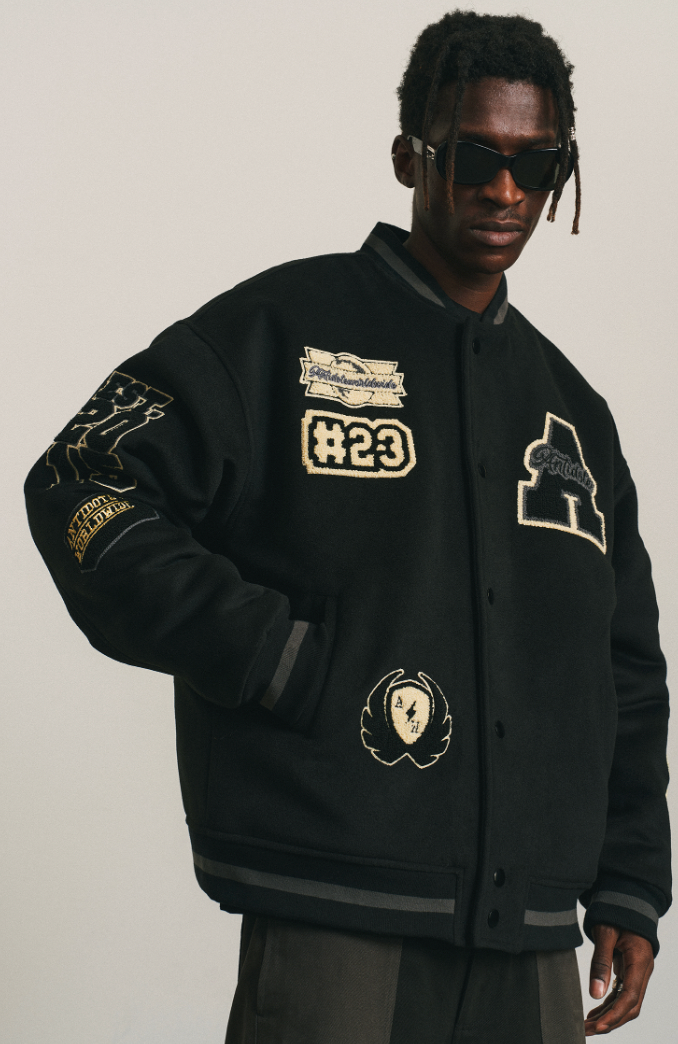 ANTIDOTE World Wide Embroidered Varsity Jacket