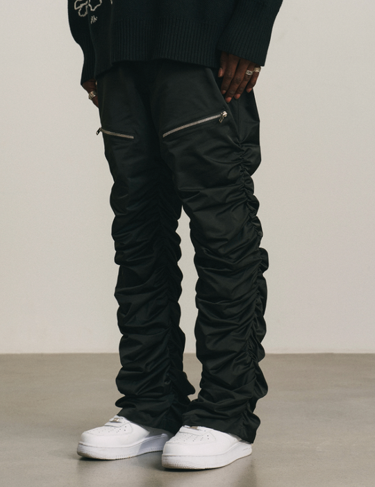 ANTIDOTE Pleated Nylon Zipper Pants