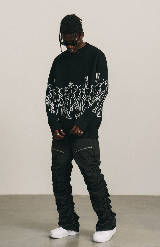 ANTIDOTE Pleated Nylon Zipper Pants