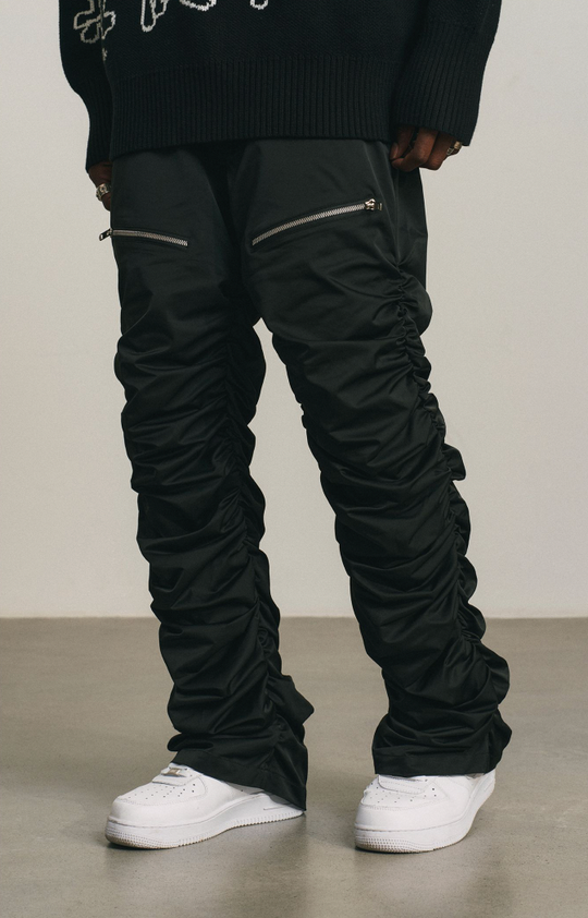 ANTIDOTE Pleated Nylon Zipper Pants