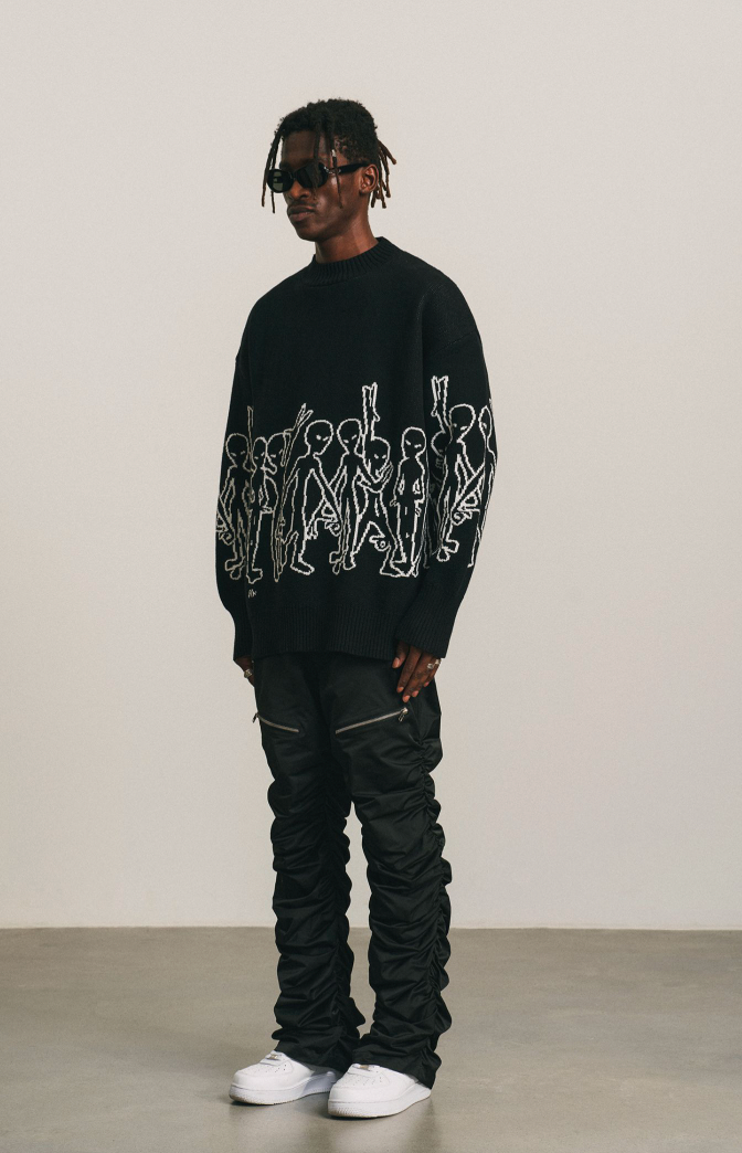 ANTIDOTE Pleated Nylon Zipper Pants