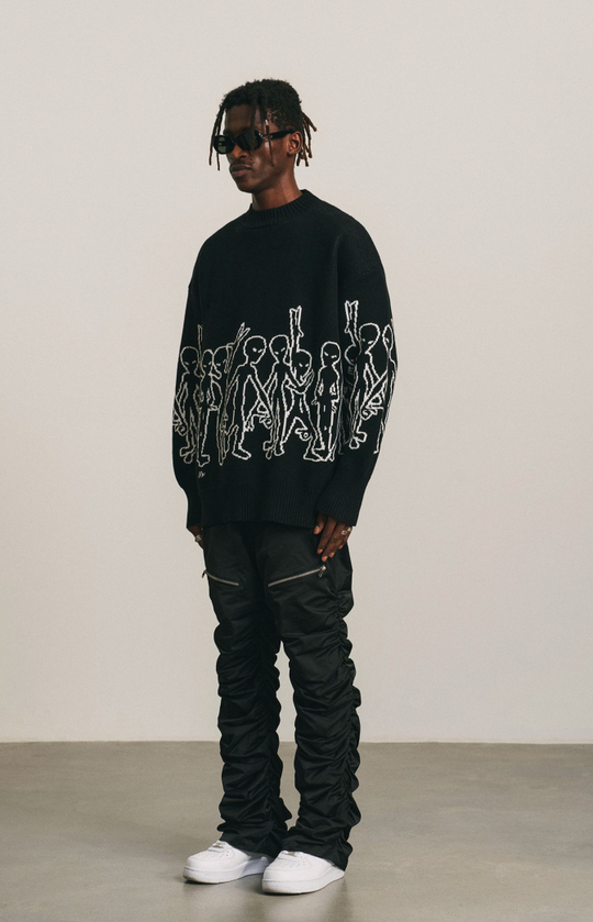 ANTIDOTE Pleated Nylon Zipper Pants