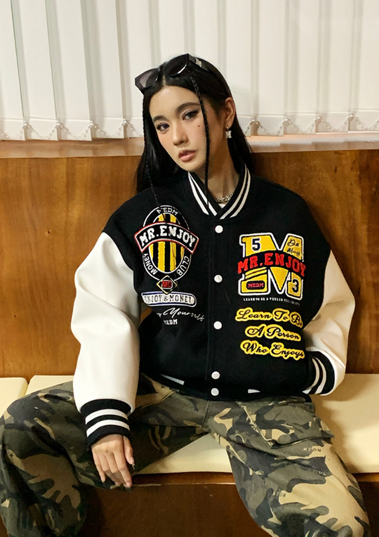 MEDM Patchwork Embroidered Baseball Jacket