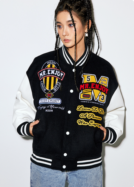 MEDM Patchwork Embroidered Baseball Jacket