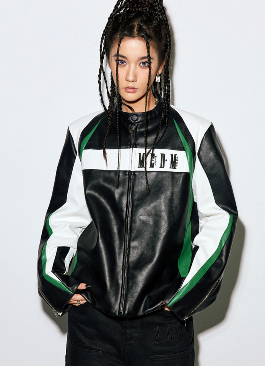 MEDM 3D Deconstruction PU Leather Motorcycle Racing Jacket