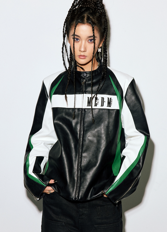 MEDM 3D Deconstruction PU Leather Motorcycle Racing Jacket