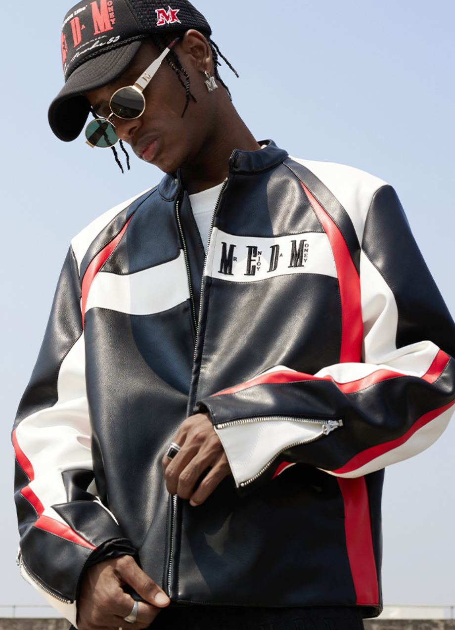 MEDM 3D Deconstruction PU Leather Motorcycle Racing Jacket