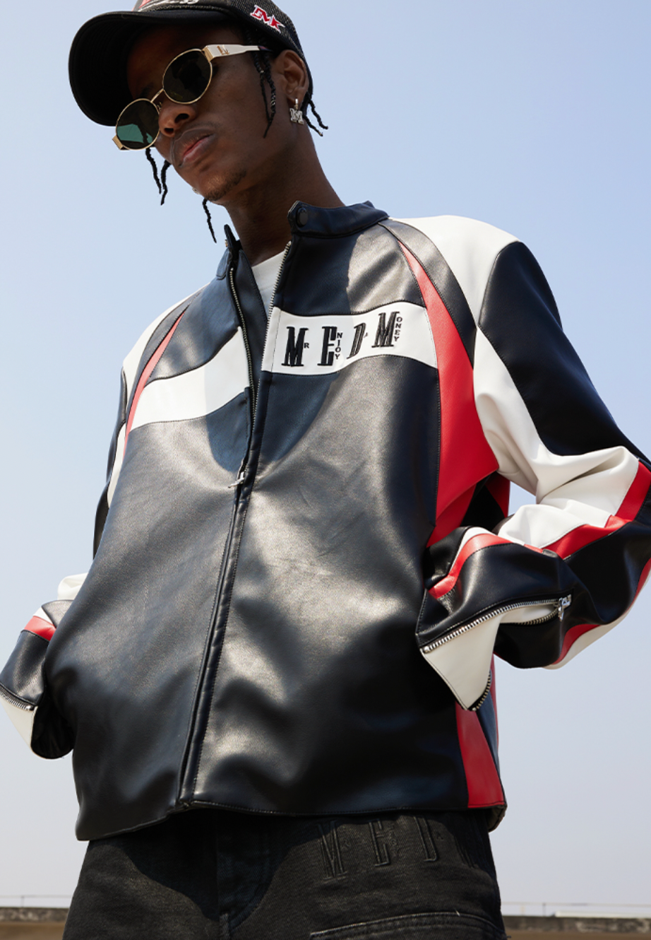 MEDM 3D Deconstruction PU Leather Motorcycle Racing Jacket