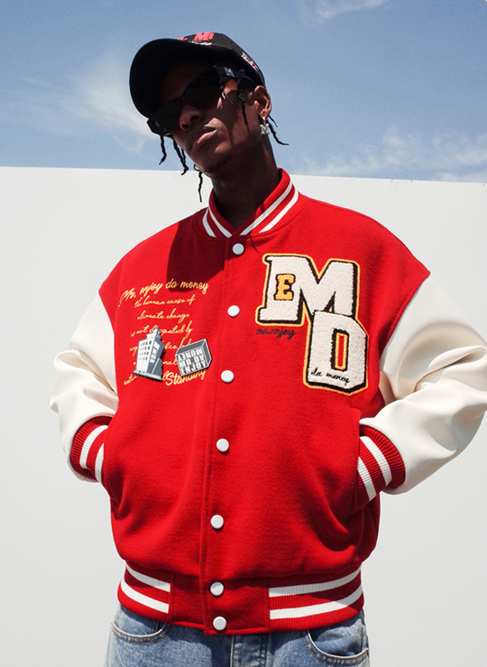 MEDM Metal Badge Spell 3D Embroidery Baseball Jacket