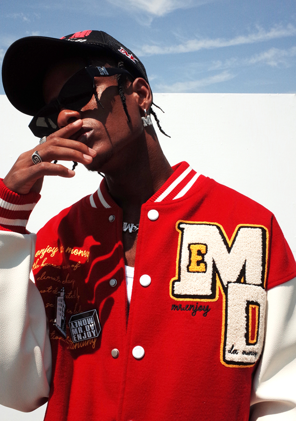 MEDM Metal Badge Spell 3D Embroidery Baseball Jacket