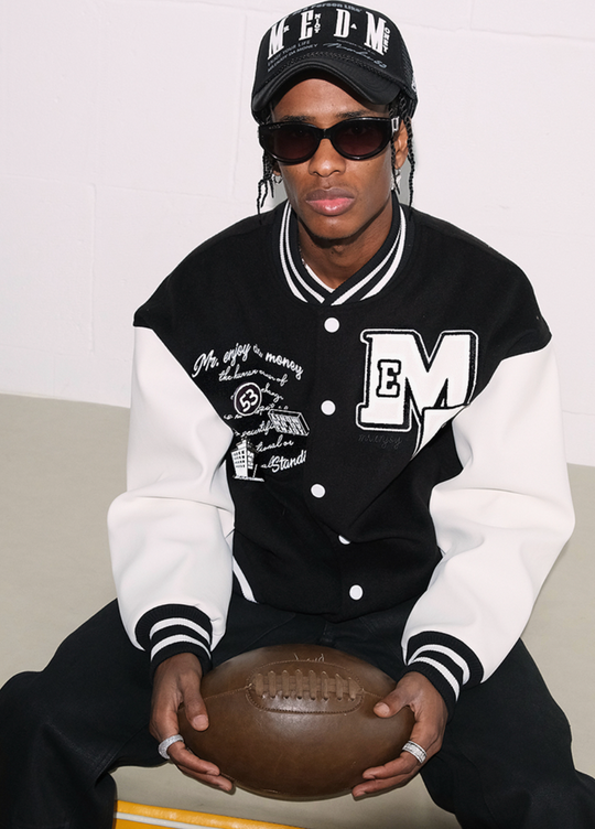 MEDM Metal Badge Spell 3D Embroidery Baseball Jacket