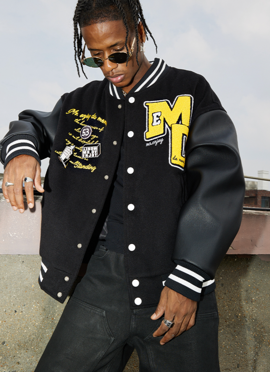 MEDM Metal Badge Spell 3D Embroidery Baseball Jacket