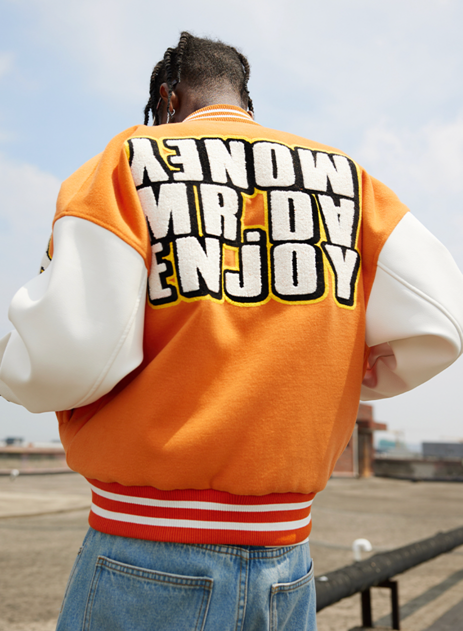MEDM Metal Badge Spell 3D Embroidery Baseball Jacket