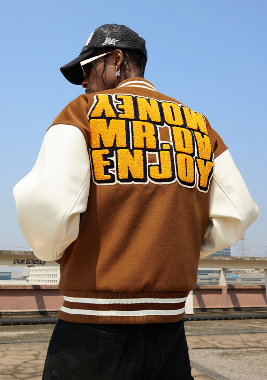 MEDM Metal Badge Spell 3D Embroidery Baseball Jacket
