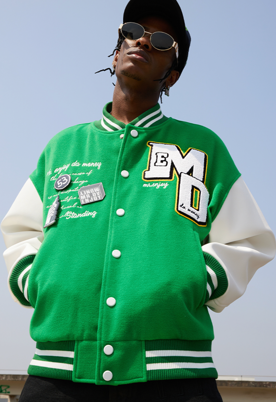 MEDM Metal Badge Spell 3D Embroidery Baseball Jacket