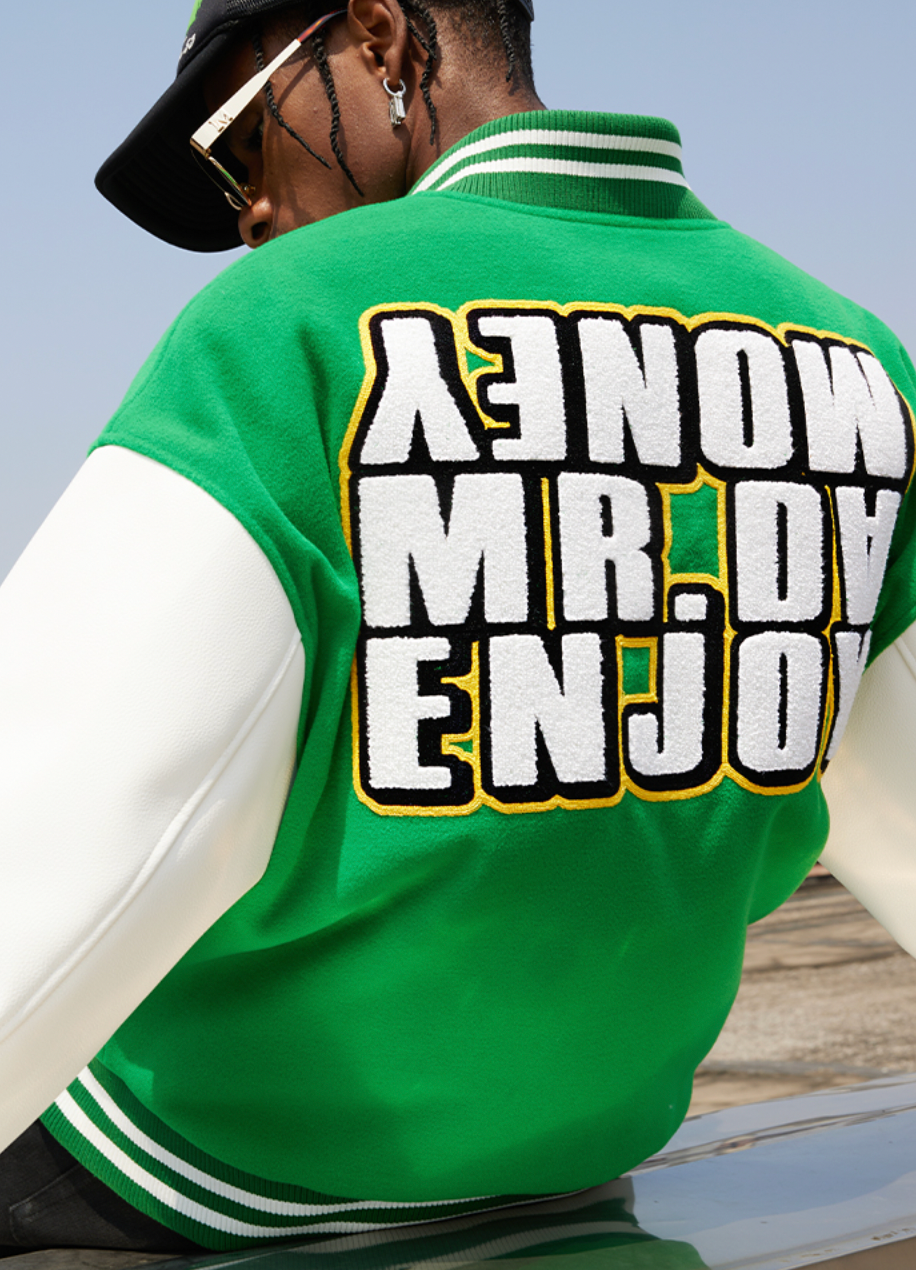 MEDM Metal Badge Spell 3D Embroidery Baseball Jacket