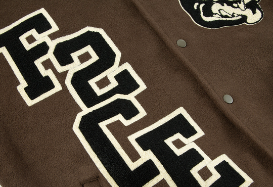F2CE Dog Angel Embroidery Woolen Varsity Jacket