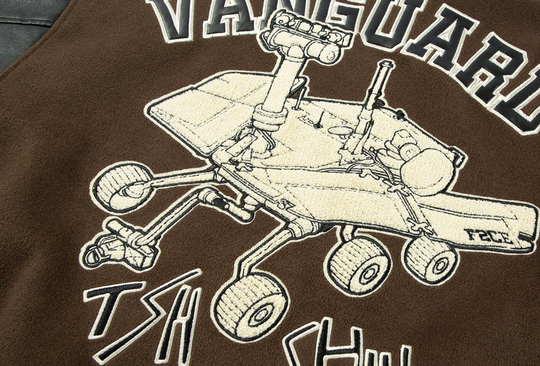 F2CE Dog Angel Embroidery Woolen Varsity Jacket