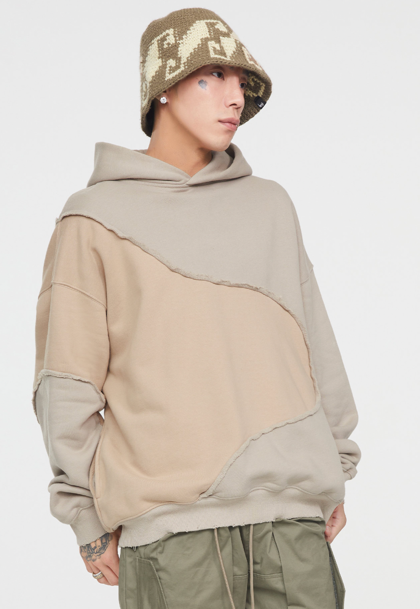 F2CE Stitching Contrast Color Hoodie