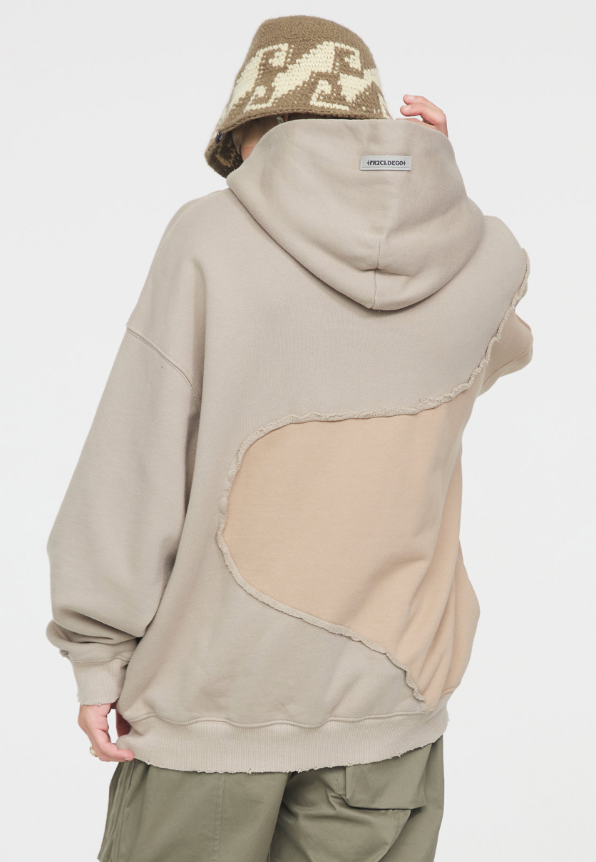 F2CE Stitching Contrast Color Hoodie