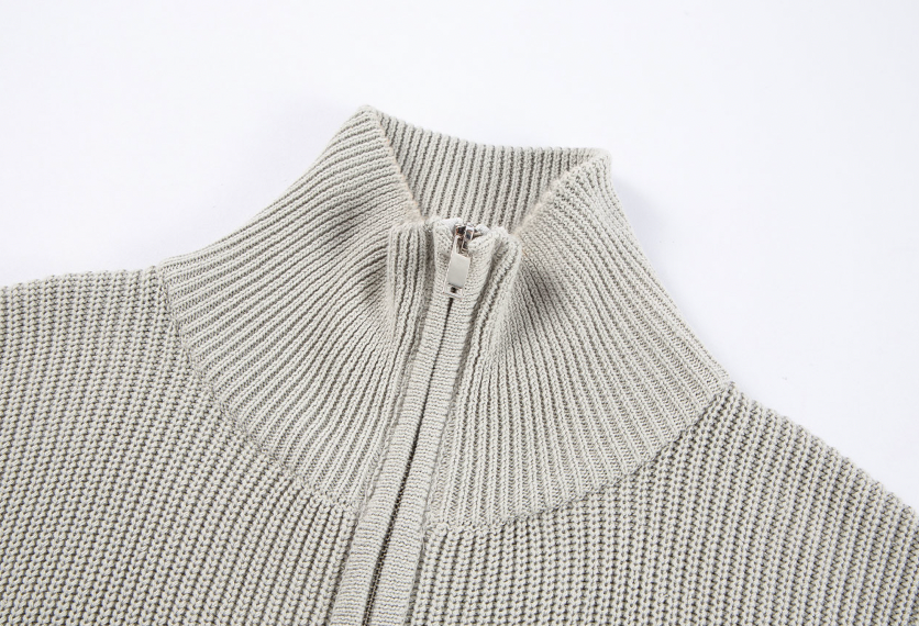F2CE Contrast Color Stitching Zipper Cardigan