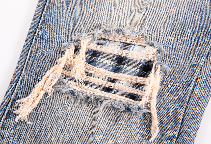 F2CE Washed Old Patch Embroidered Splash Ink Denim Jeans