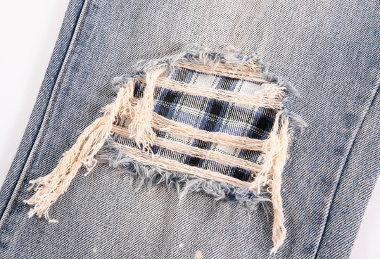 F2CE Washed Old Patch Embroidered Splash Ink Denim Jeans