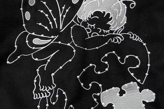 YADcrew Small Butterfly Embroidery Varsity Jacket