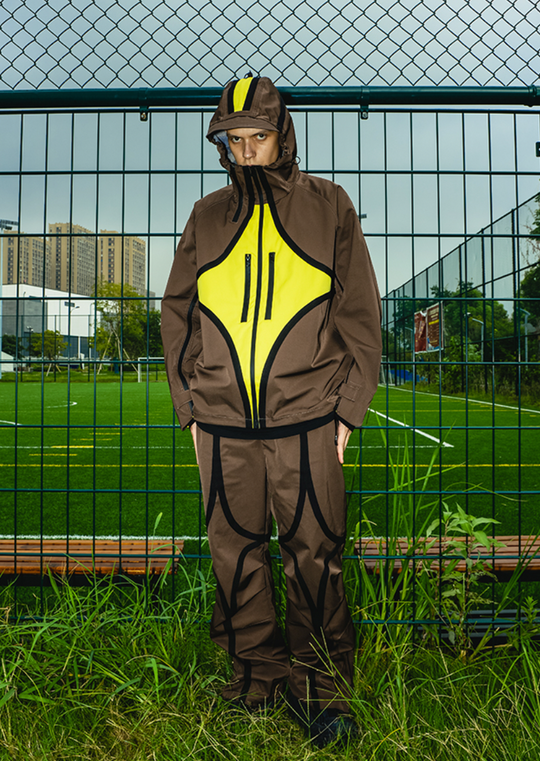 YADcrew R-STAR Patchwork Leg Zipper Windproof Pants