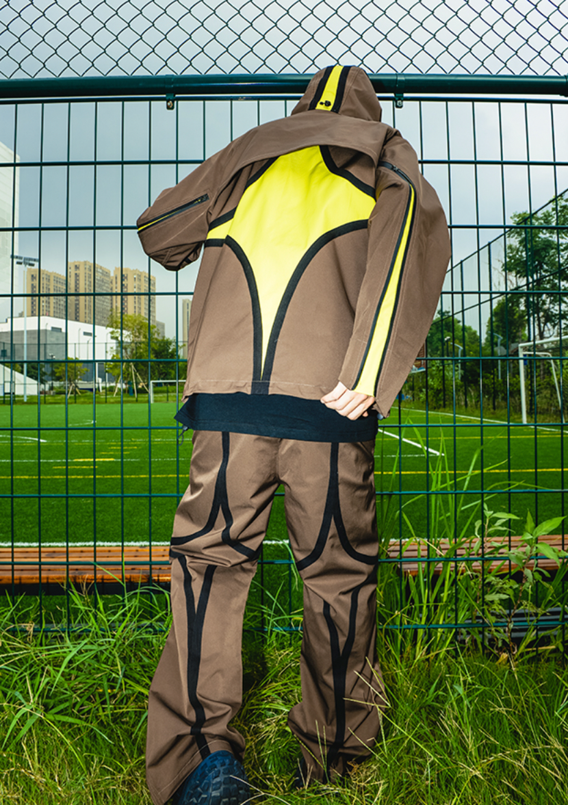 YADcrew R-STAR Patchwork Leg Zipper Windproof Pants