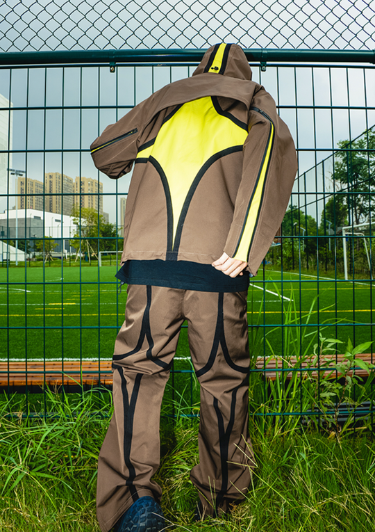 YADcrew R-STAR Patchwork Leg Zipper Windproof Pants