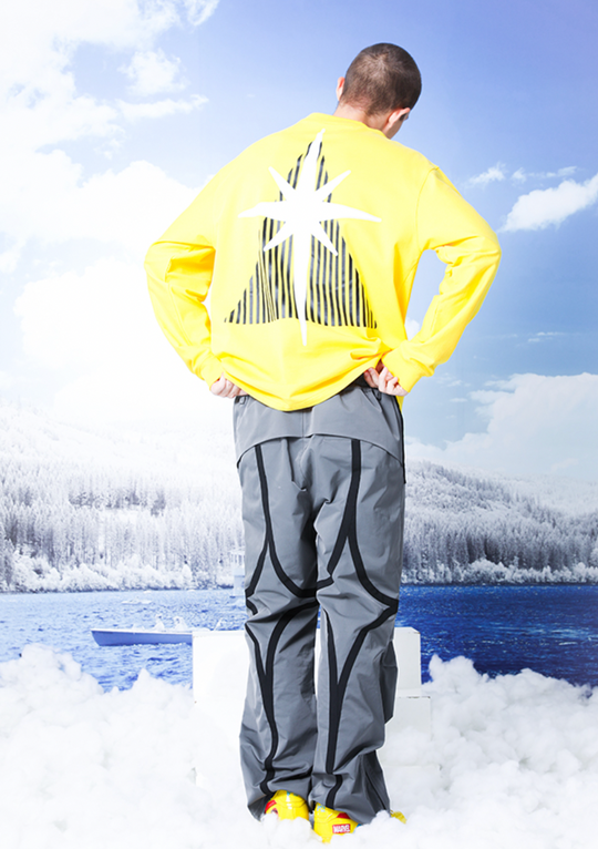 YADcrew R-STAR Patchwork Leg Zipper Windproof Pants