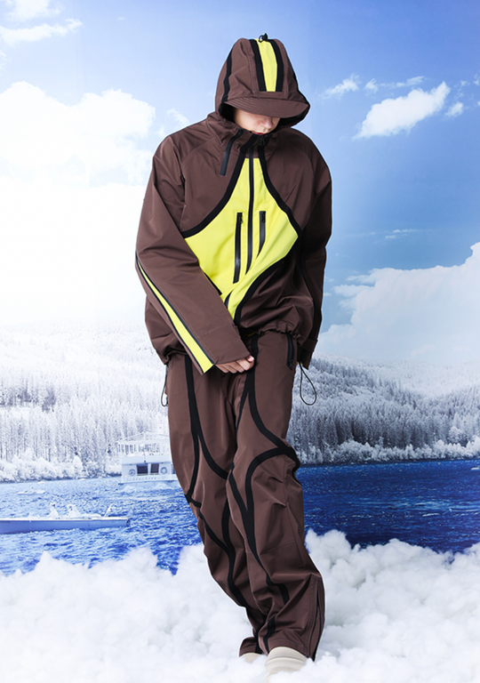 YADcrew R-STAR Patchwork Leg Zipper Windproof Pants