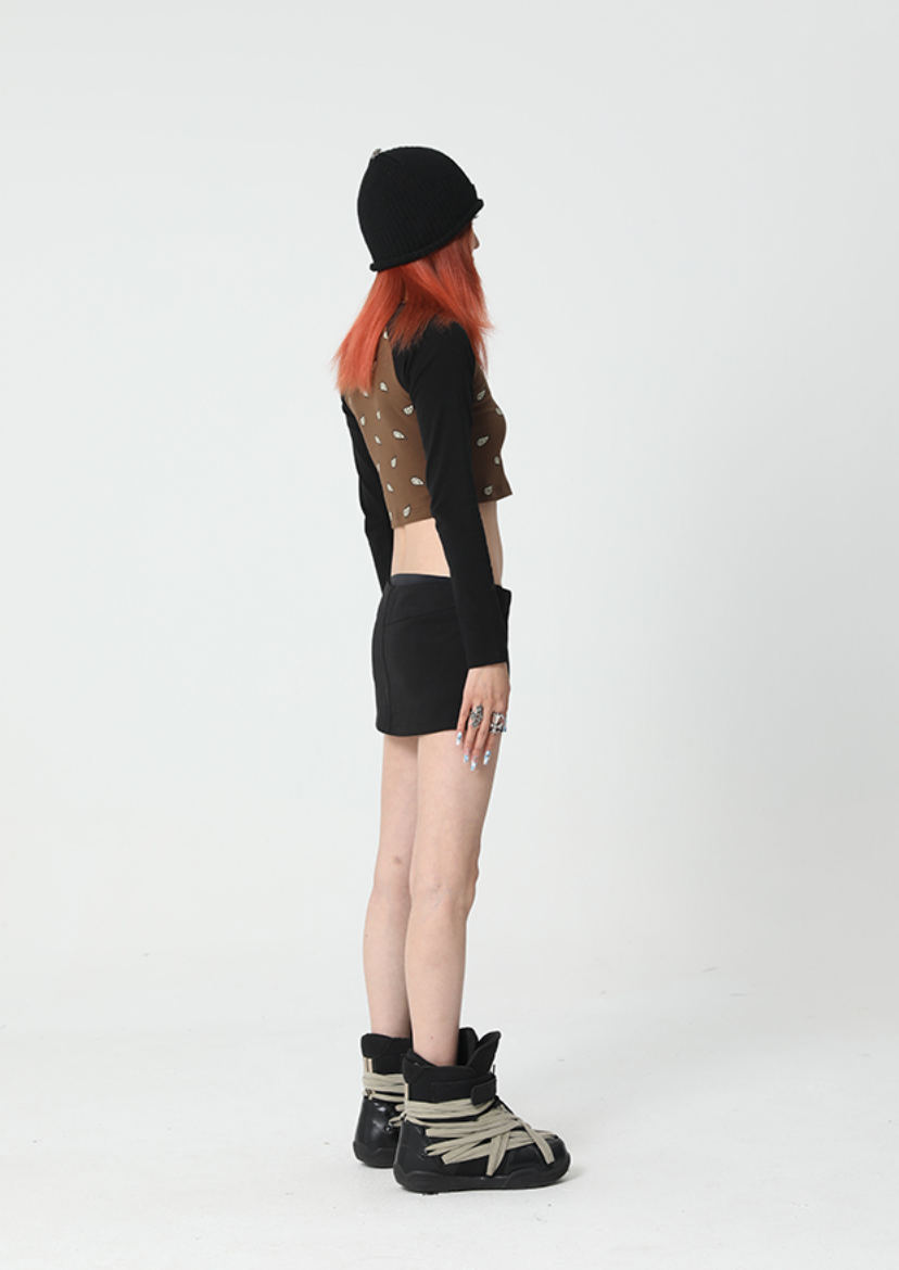 YADcrew YADSP Slim Fit Show Waist Short Long Sleeve Tee