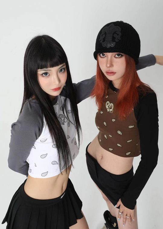 YADcrew YADSP Slim Fit Show Waist Short Long Sleeve Tee